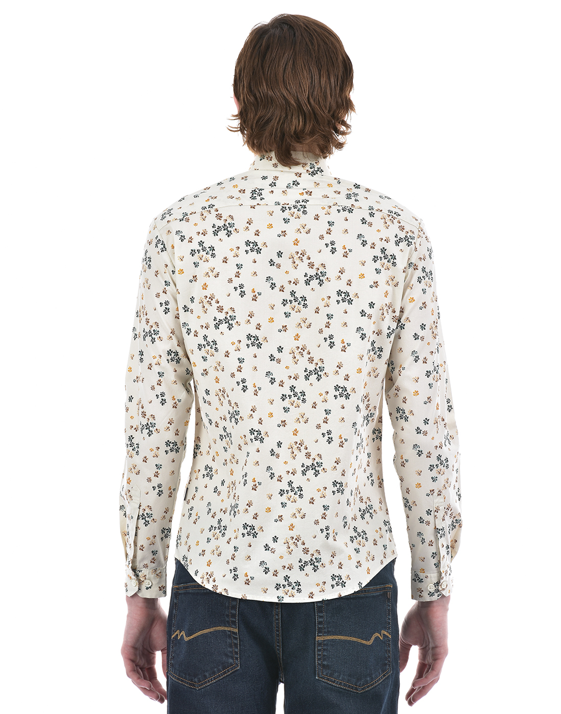 Numero Uno Men Floral Print Beige Shirt